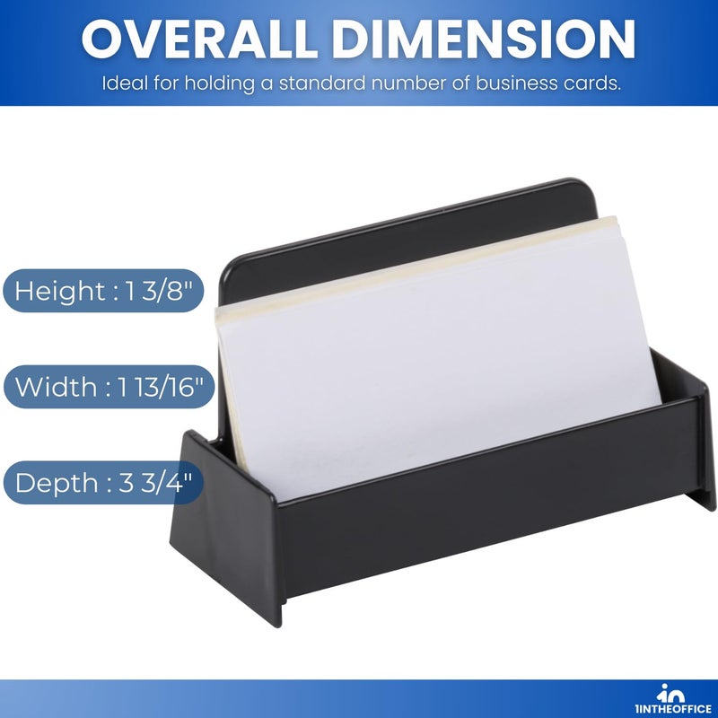 1InTheOffice Business Card Holder Desk, Desk Business Card Holder Display, Plastic, Black, 2 Pack - Image 4